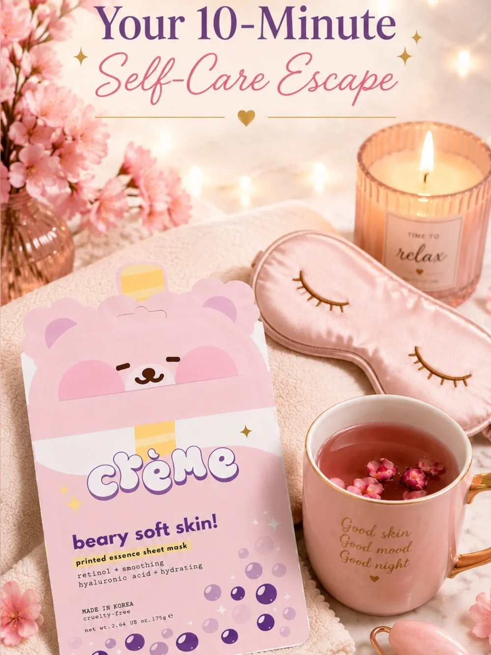 The Crème Shop Beary Soft Skin Sheet Mask | Retinol + Hyaluronic Acid